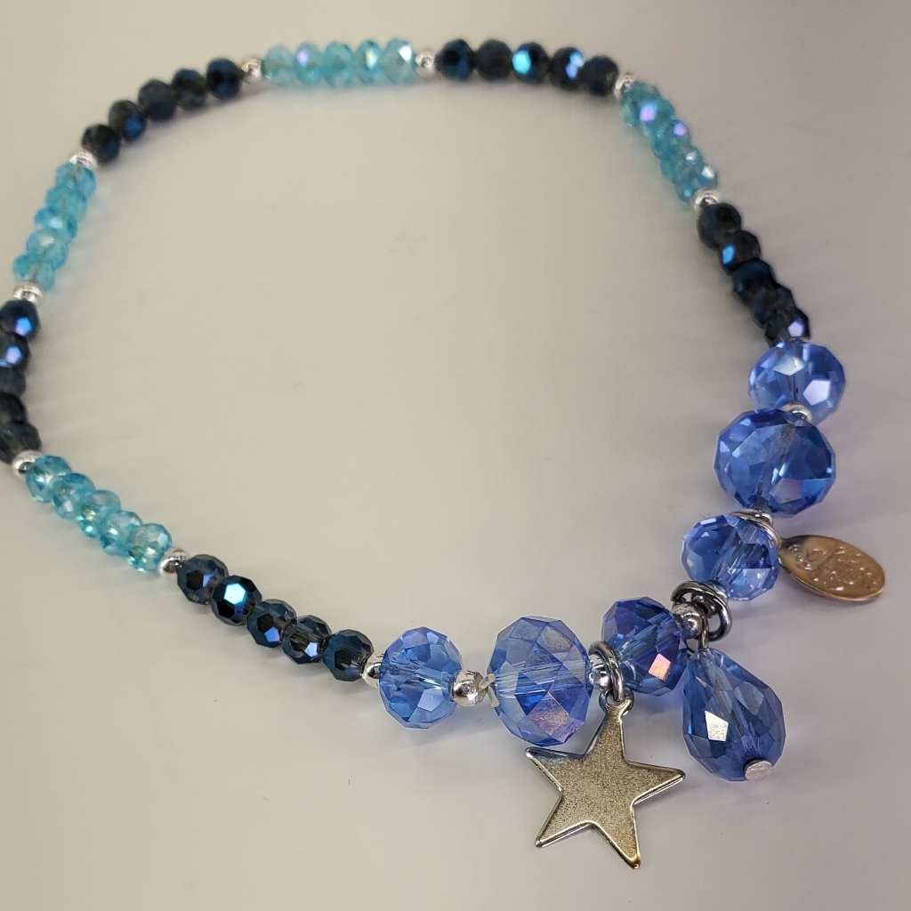Kirks Folly Shades Of Blue Faceted Crystal Ankle Bracelet. $48.00